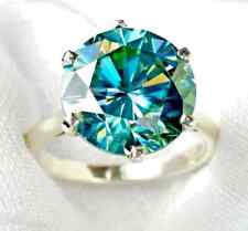 RARO ANEL SOLITÁRIO DE DIAMANTE CORTE REDONDO CERTIFICADO AZUL TRATADO 10 quilates em prata 925, usado comprar usado  Enviando para Brazil