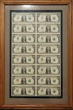 1988 Folha Não Circulada Não Cortada de 16 Notas de Dólar de US$ 1 - Lavagem DC - Emoldurada 18" por 27" comprar usado 1988 Folha Não Circulada Não Cortada de 16 Notas de Dólar de US$ 1 - Lavagem DC - Emoldurada 18" por 27" comprar usado  Enviando para Brazil