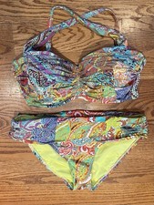 Calcinha de biquíni Bleu Rod Beattie Bohemian Paradise Sarong hipster tamanho 8, top 34DD, usado comprar usado  Enviando para Brazil