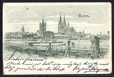 Litografia Kolonia, Katedra z Renem i parowcami 1899  na sprzedaż  Wysyłka do Poland