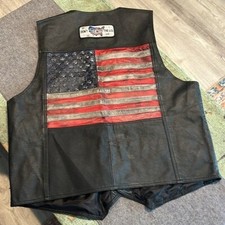 Usado, COLETE DE COURO MOTOCICLETA BANDEIRA AMERICANA APLIQUE TRASEIRO E PATCH CL comprar usado  Enviando para Brazil