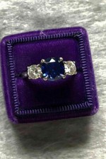 Usado, Anel de noivado de ouro branco sólido 14K com safira natural e diamante 2,50 quilates tamanho 7 comprar usado  Enviando para Brazil