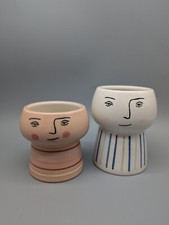 Vasos fofos de cerâmica para casa de opala Face Planters 3,5" 4,5" conjunto de 2    comprar usado  Enviando para Brazil
