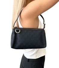 Bolsa de ombro GUCCI vintage GG monograma abadia preta azul escura bolsa de lona comprar usado  Enviando para Brazil