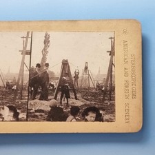 Usado, Victorian Childhood Stereoview C1895 masculino e infantil zíper deslizante em um parque comprar usado  Enviando para Brazil