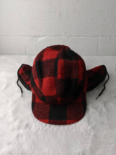 Usado, Boné de caça Woolrich masculino M vermelho preto búfalo xadrez abas de orelha de inverno vintage louco comprar usado  Enviando para Brazil