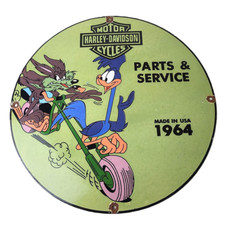 Placa de motocicleta vintage Harley Davidson - Placa de bomba de gasolina de porcelana Road Runner comprar usado  Enviando para Brazil