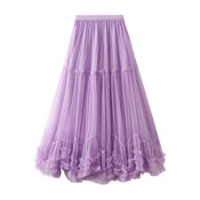 Donna Midi Rete Increspatura Elastico Vita Gonfio Casual Fairy Festival comprar usado  Enviando para Brazil