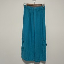 Calça cargo Bryn Walker 100% linho casbah perna larga Lagenlook azul-petróleo P comprar usado  Enviando para Brazil