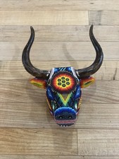 HUICHOL Contas Feitas à Mão em Cera STEER/TOURO/VACA Escultura de Arte Mexicana Falsa CAVEIRA comprar usado  Enviando para Brazil