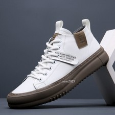 Novo Tênis Masculino de Couro Masculino Sapatos Planos Sapatos de Aumento de Altura Tênis Masculino comprar usado  Enviando para Brazil