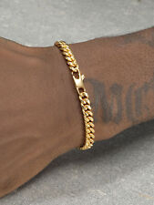 Usado, Pulseira Miami 5mm meio-fio joia cubana folheada a ouro 18K alta polimento impermeável 8" comprar usado  Enviando para Brazil