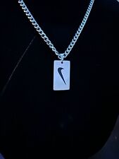 Colar Nike Dog Tag - Banhado a Prata - 5mm Cubano - Corrente de 22 Polegadas - Just Do It comprar usado  Enviando para Brazil
