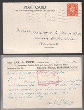 Cartão postal 1945 KGVI Jas A Pope Agricultural Implements, 2d Marlborough, Wilts comprar usado  Enviando para Brazil