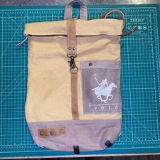 Mochila de lona POLO RALPH LAUREN - Acabada em couro - Marrom comprar usado  Enviando para Brazil