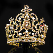 Usado, Tiara grande coroa de cristal de ouro 14 cm de altura casamento formatura rainha princesa para mulheres comprar usado  Enviando para Brazil