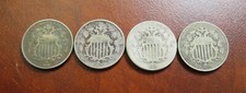 lote de níquel escudo__baixo grau__1866, 1867, 1868, 1869, usado comprar usado  Enviando para Brazil
