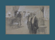 Antoine Calbet 1860-1944. "Soirée mondaine.", usado comprar usado  Enviando para Brazil