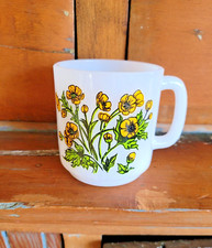 Caneca de café vintage GLASBAKE MILK GLASS Buttercup na linguagem das flores #37, usado comprar usado  Enviando para Brazil