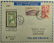 1946 França 10º Aniversário Jean Mermoz Capa Correio Aéreo Paris para Buenos Aires comprar usado  Enviando para Brazil