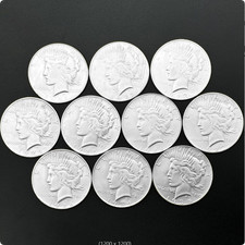 Lote de 10 moedas de prata 90% ano misto Peace dólar 1921-1935 não circuladas comprar usado  Enviando para Brazil