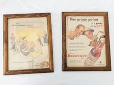 BUD BUDWEISER EMOLDURADO ESTILO VINTAGE RETRÔ PLACA PUBLICITÁRIA BAR CERVEJA HOMEM CAVERNA Picture Art, usado comprar usado  Enviando para Brazil