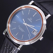 RELÓGIO MASCULINO VINTAGE OMEGA CONSTELLATION QUARTZO MOSTRADOR AZUL DATA VESTIDO comprar usado  Enviando para Brazil