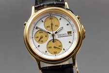 Relógio masculino "quase perfeito+3" Seiko 7T27-6A00 cronógrafo mostrador branco data quartzo JAPÃO comprar usado  Enviando para Brazil