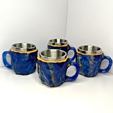 4 xícaras de café azuis de cristal mineral/resina feitas à mão com inserção de aço inoxidável comprar usado  4 xícaras de café azuis de cristal mineral/resina feitas à mão com inserção de aço inoxidável comprar usado  Enviando para Brazil