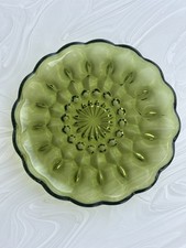 Vintage MCM Fairfield Anchor Hocking Lanche/Prato de Salada 10" Vidro Verde comprar usado  Enviando para Brazil