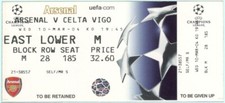 Usado, Ticket Arsenal Celta Champions League 2003-2004 comprar usado  Enviando para Brazil