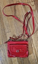 Bolsa tiracolo Carmen Steffens vermelha couro envernizado cravejada bolsa pequena logotipo CS comprar usado  Enviando para Brazil