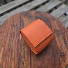 Rolo/caixa de relógio em couro macio pebbled laranja com interior cinza Nardo comprar usado  Enviando para Brazil