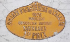 PLAQUE CONCOURS AGRICOLE MOULINS 1973 CHAROLAISE FONTE D'ALUMINIUM comprar usado  Enviando para Brazil