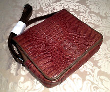 BOLSA DE MÃO VINTAGE GENUÍNA COURO CROCODILO BRONZEADO JACARÉ 100% ABA DE OMBRO comprar usado  Enviando para Brazil