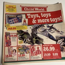 Folheto circular anúncio jornal loja de brinquedos Child World 1988 G.I. Equipamento de exército Joe Cover, usado comprar usado  Enviando para Brazil