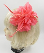 Coral feather fascinator for sale  DERBY