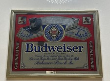 Placa publicitária vintage BUDWEISER cerveja espelhada bar Stamford Art 1988 comprar usado  Enviando para Brazil