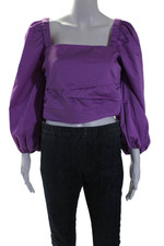 Blusa Veronica Beard feminina algodão gola quadrada manga folhada zíper roxa tamanho 6 comprar usado  Enviando para Brazil