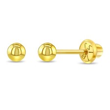 Brincos clássicos de ouro amarelo 18k com parafuso de segurança bola traseira para meninas de 3 mm a 5 mm comprar usado  Enviando para Brazil