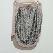 Saia frontal SPENCER/LACY feminina tamanho P ou 10 bege seda com lantejoulas comprar usado  Enviando para Brazil