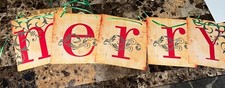 "Feliz Navidad 5,75"" letras cuadradas decoraciones pancarta vintage retro" segunda mano  Embacar hacia Mexico