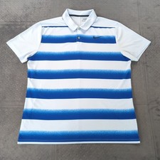Camisa polo Nike Golf Dri Fit ajuste padrão listrada azul manga curta masculina grande comprar usado  Enviando para Brazil
