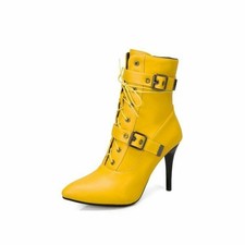 Botas femininas sexy salto alto com cadarço no tornozelo biqueira pontiaguda sexy festa fivela, usado comprar usado  Enviando para Brazil