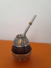 antigo luxo argentino mate prata esterlina 800 ouro abóbora corpo gaúcho comprar usado  Enviando para Brazil