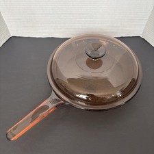 Frigideira de vidro Corning Vision Ware âmbar 10” tampa pirex inferior waffle EUA comprar usado  Enviando para Brazil