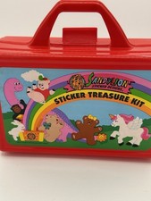 Adesivo vintage urso Sandylion kit tesouro SOMENTE ESTOJO ursos arco-íris vermelhos 1994, usado comprar usado  Enviando para Brazil
