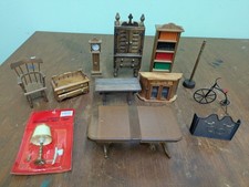 Lote de muebles de madera para casa de muñecas cocina y comedor vintage segunda mano  Embacar hacia Mexico