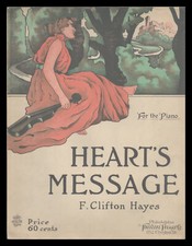 Partituras vintage HEART'S MESSAGE (F Clifton Hayes) 1907 PIANO SOLO comprar usado  Enviando para Brazil