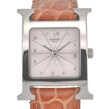 com papel relógio HERMES H HH1.210 SS/couro quartzo feminino L#140014 comprar usado  Enviando para Brazil